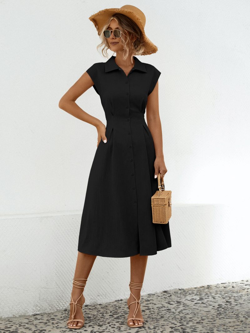 Spring Summer Waistcoat Style Shirt Dress Women - Image 2
