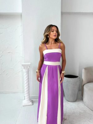 Elegant Color Contrast High Waist Summer Dress