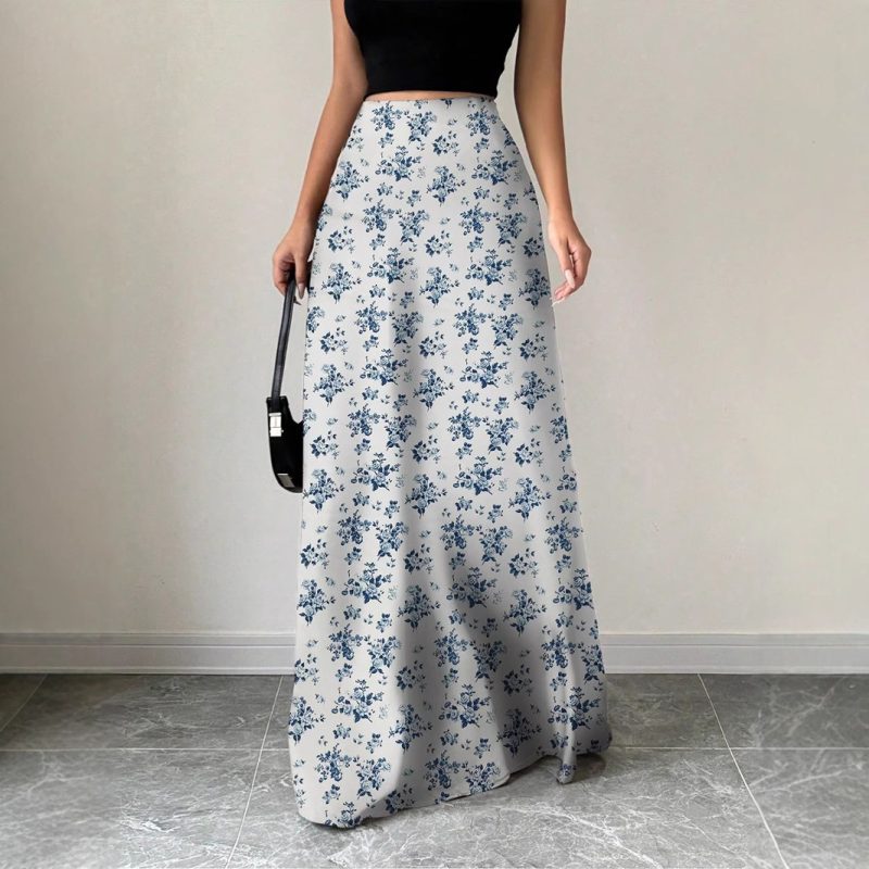 High-Sense Satin Silk Long Summer Skirt Women