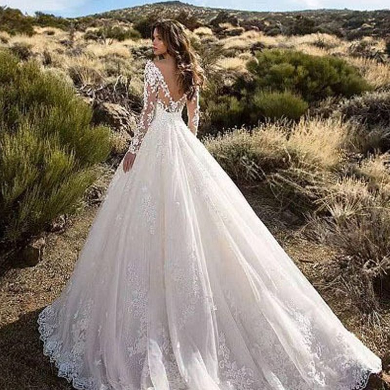 Graceful Sheer Lace Bridal Dress Elegance - Image 2