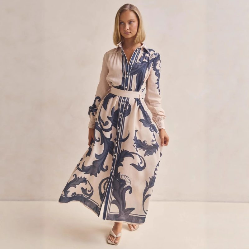 Lightweight Summer Printed Retro Loose Dress Women - Image 2
