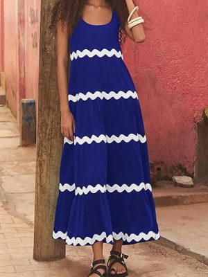 Summer U-Collar Solid Tube A-Line Dress
