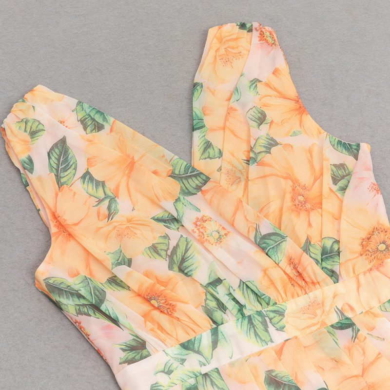 Retro Floral Spaghetti Strap Layered Summer Dress - Image 4