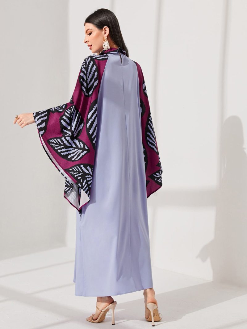Elegant Autumn Batwing Sleeve Collared Woven Dress - Image 3