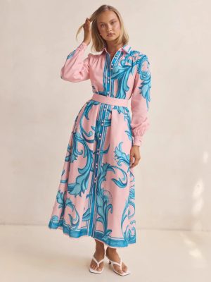 Lightweight Summer Printed Retro Loose Dress Women
