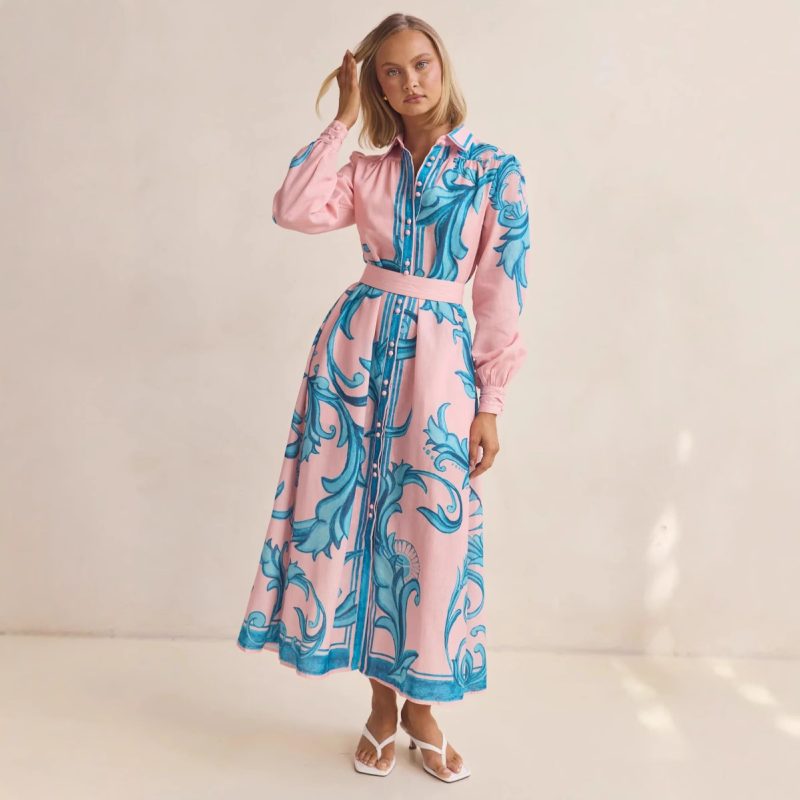 Lightweight Summer Printed Retro Loose Dress Women
