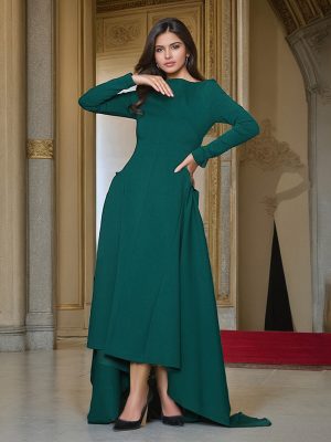 Asymmetric Ruffled Diagonal Neck Summer Dress