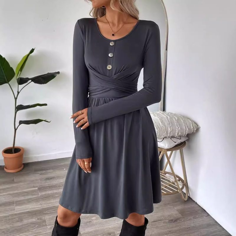 Sleek Mid-Length Dress for Office Seasons - Image 3