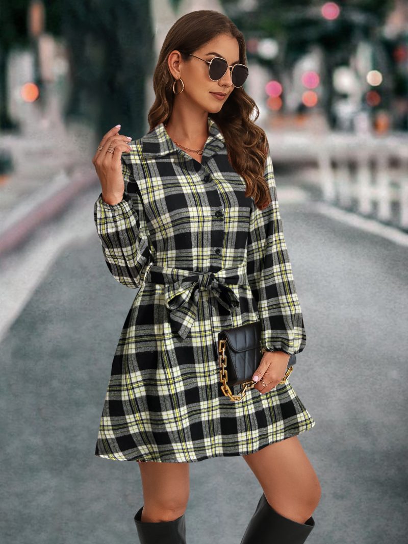 Loose Fit Lantern Sleeve Shirt Dress – Women - Image 3