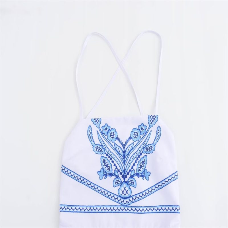 Breathable Printed Backless Midi Dress for Vacation - Image 4