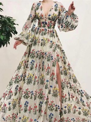 Bohemian Vintage Embroidered Colorful Loose Maxi Dress