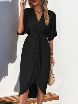 Trendy Raglan Sleeve Dress with Artistic Asymmetric Design