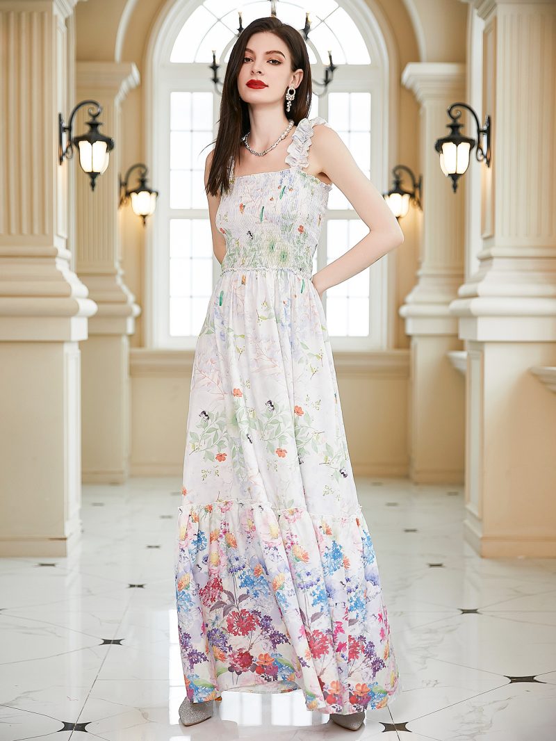 Floral Print Spaghetti Strap Summer Dress - Image 4
