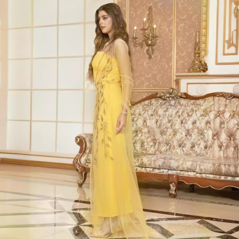 Middle Eastern Rhinestone Kraft Tan Robe Gown - Image 2