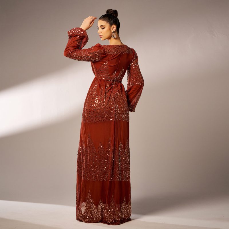 High-End Bridesmaid Dress with Sparkling Sequins - Image 3