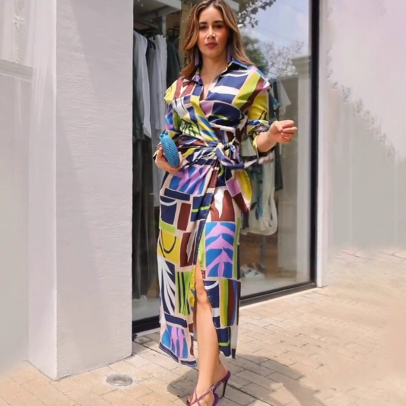 Women’s Autumn Printed Long Sleeve Maxi Dress - Image 4