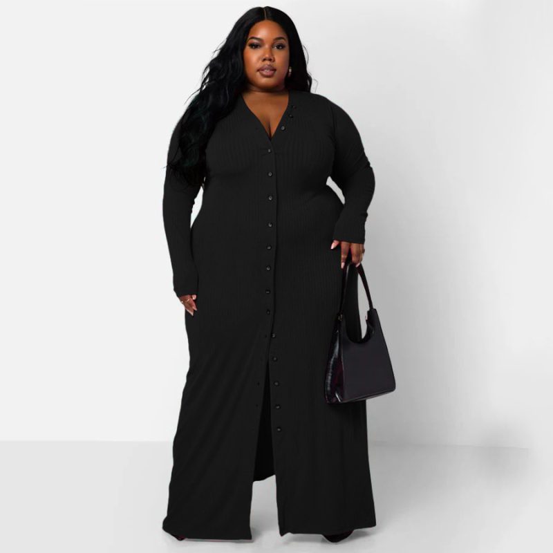 Sunken Stripe Split Bodycon Plus Size Dress - Image 2