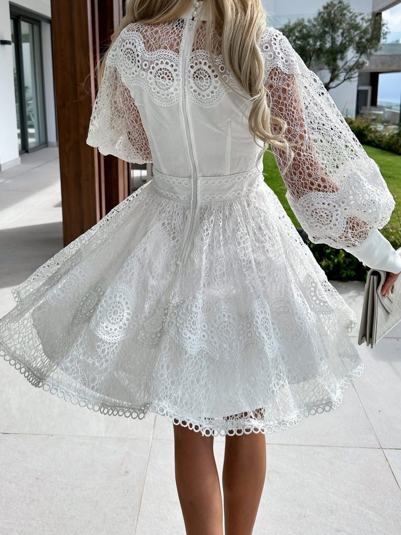 Elegant Lace Long Sleeve Bodycon Party Dress - Image 4