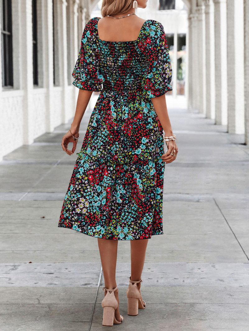 Casual Printed Short Sleeve Summer Dress - Image 2