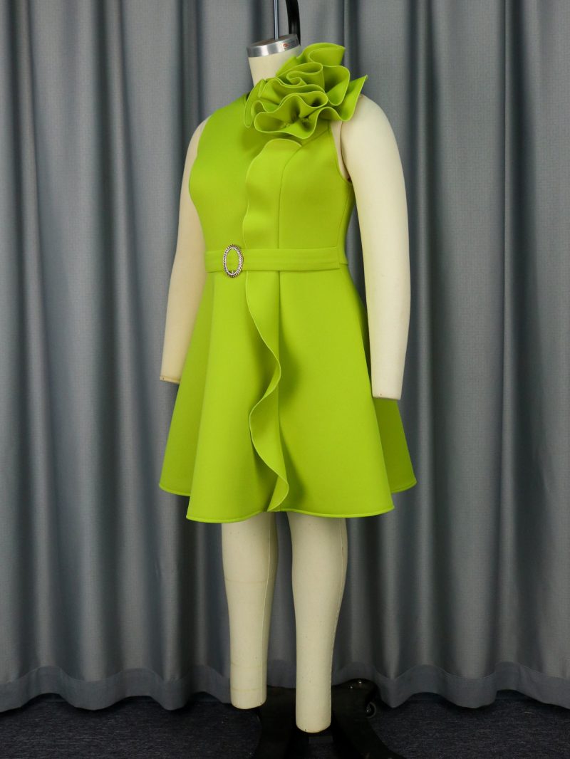 3D Floral High Waist Sleeveless Party Dress - Image 2