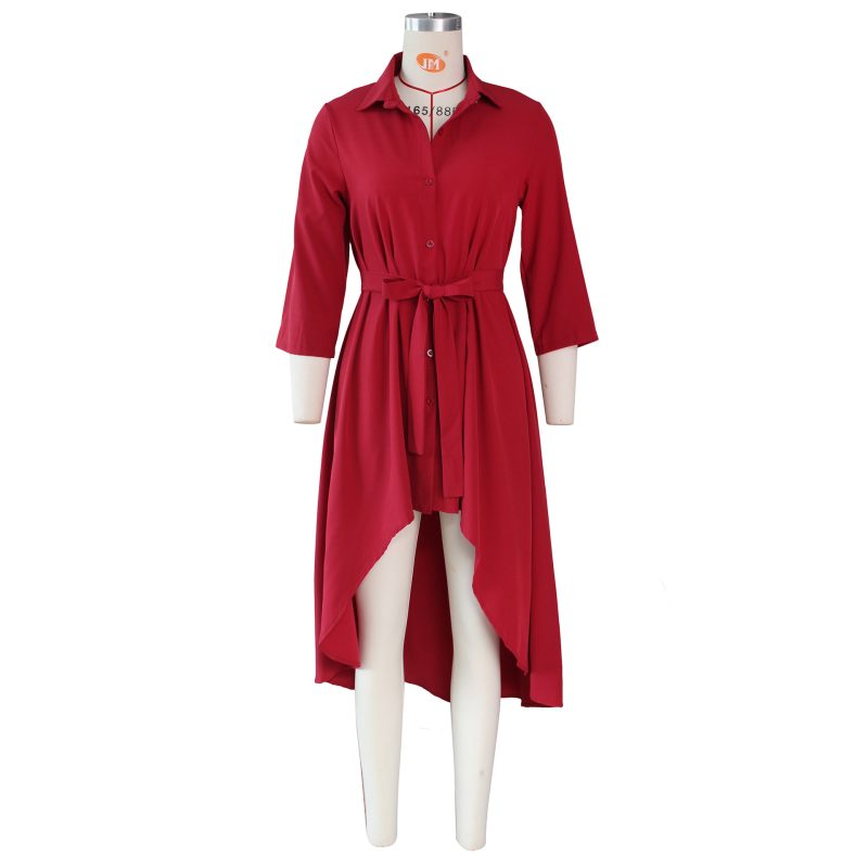 Asymmetric Half Sleeve Long Winter Shirt Dress - Image 4