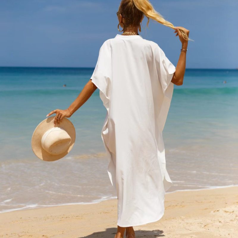 Cotton Maxi Beach Cover-Up Shirt Cardigan - Image 3