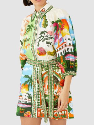 Women’s Printed Shirt Cardigan Style Office Dress
