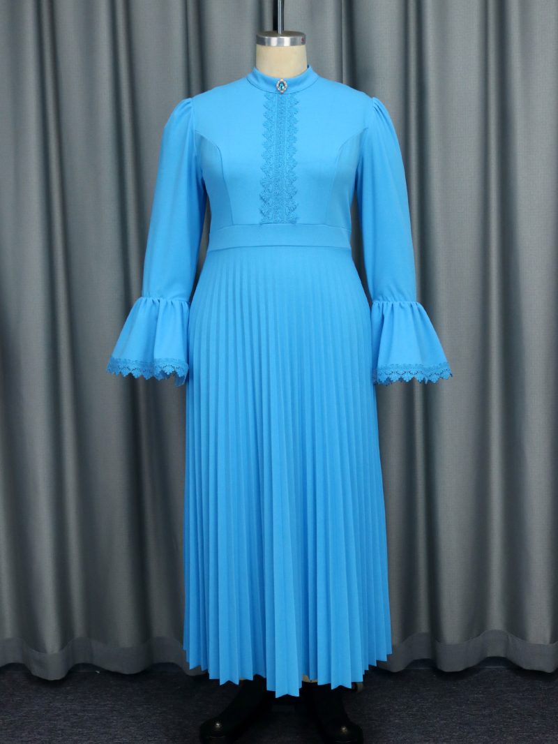 Elegant Solid Color Pleated Swing Party Dress - Image 2