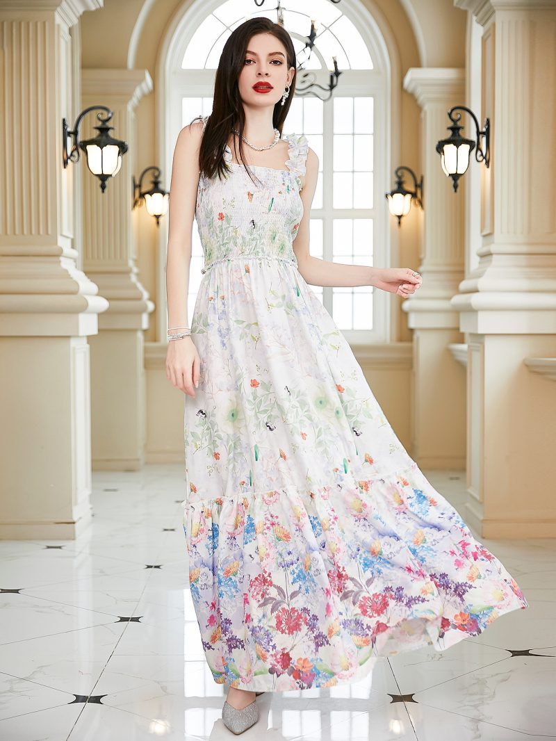 Floral Print Spaghetti Strap Summer Dress