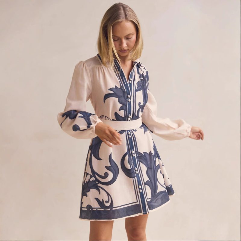 Vintage Style Printed Loose Summer Dress Women - Image 3