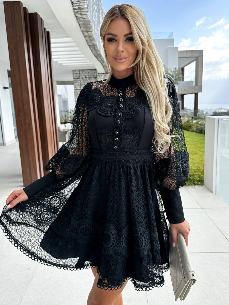 Elegant Lace Long Sleeve Bodycon Party Dress - Image 2