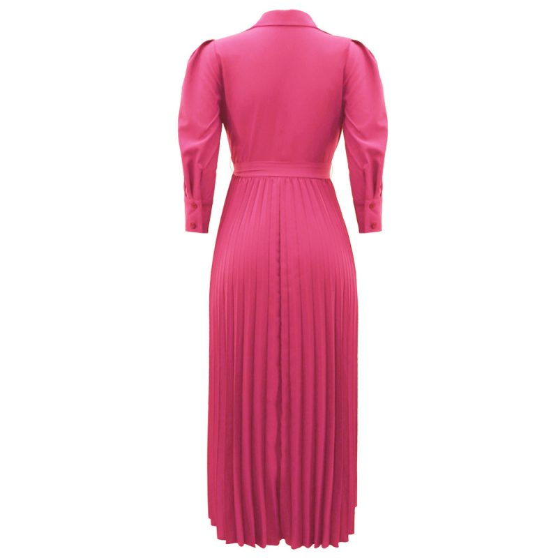 Women’s Casual Pleated Polo Dress Long Sleeve - Image 3