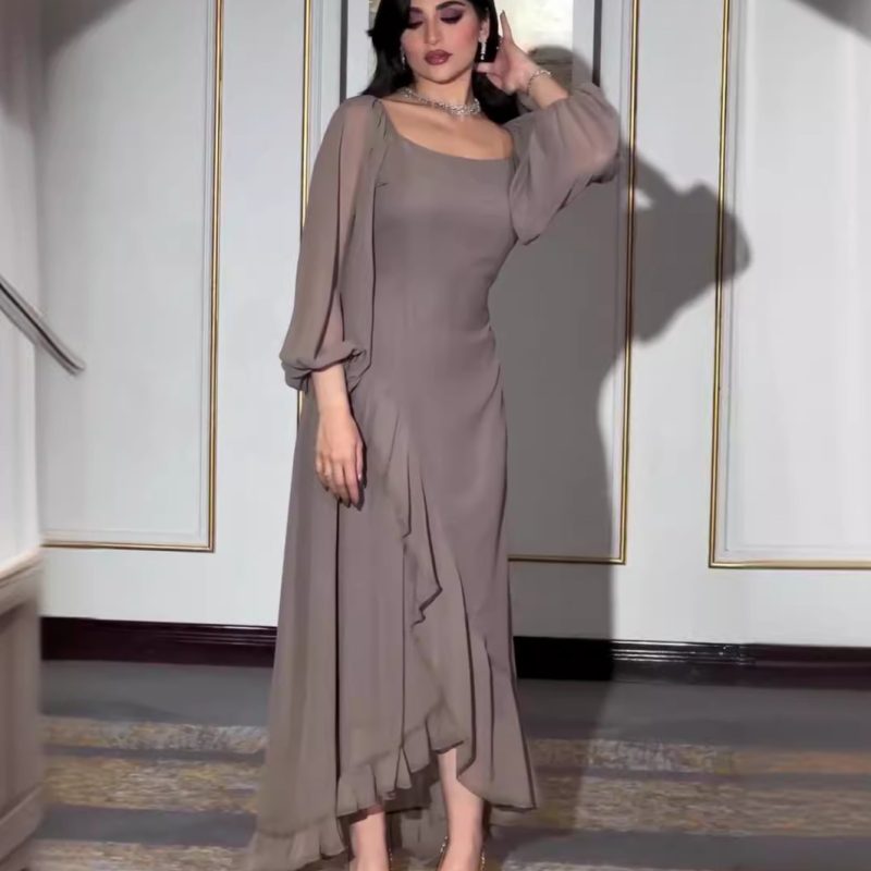 Asymmetric Slim Fit U-Collar Summer Dress - Image 4