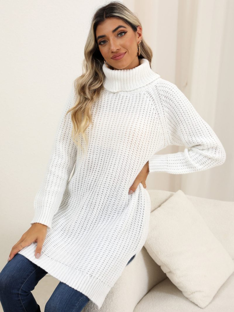 Cozy Thick Knit Turtleneck Split Dress - Image 4