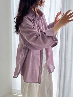 Lightweight Lace-Up Long Sleeve Shirt Women