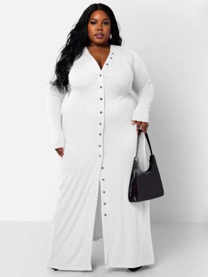 Sunken Stripe Split Bodycon Plus Size Dress