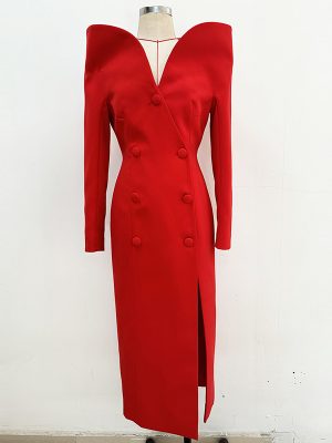 Star Design Slim Trench Coat Dress Winter