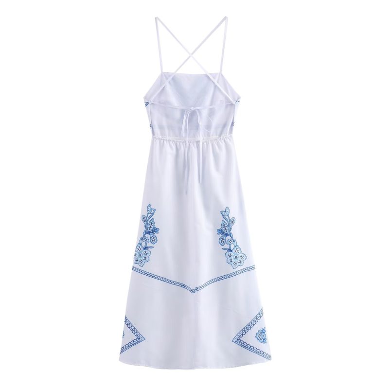 Breathable Printed Backless Midi Dress for Vacation - Image 3