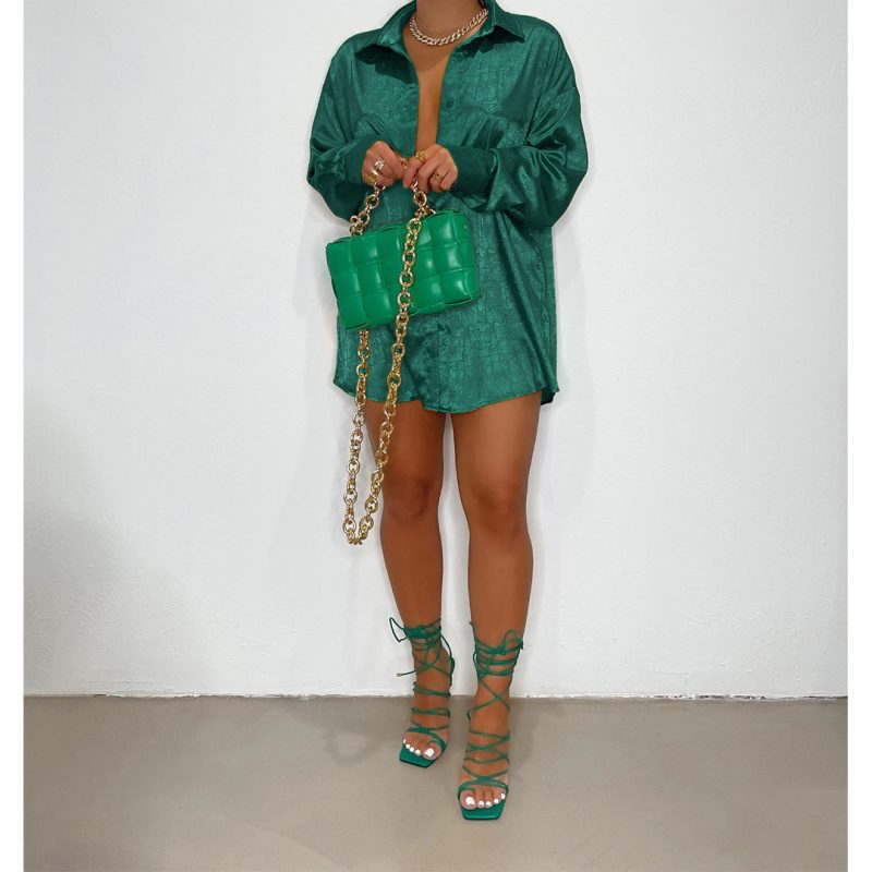 Nightclub Jacquard Dark Pattern Long Shirt Dress