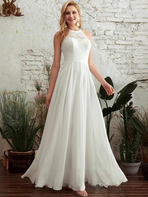 Spring Halter Solid Bridesmaid Wedding Guest Dress