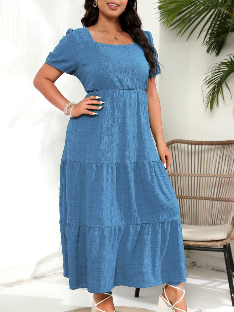 Bubble Sleeve Square Collar Pocket Dress Women - Image 4