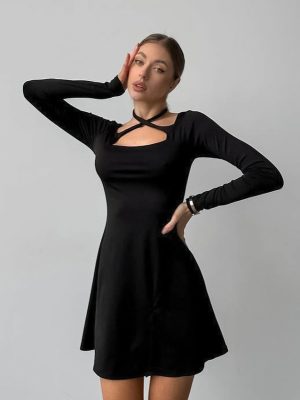 Autumn Winter Slimming Knit Dress with Split