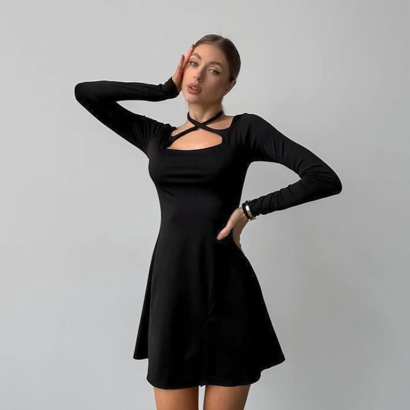Autumn Winter Slimming Knit Dress with Split