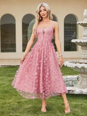 Elegant Tulle Cutout Strappy Backless Dress