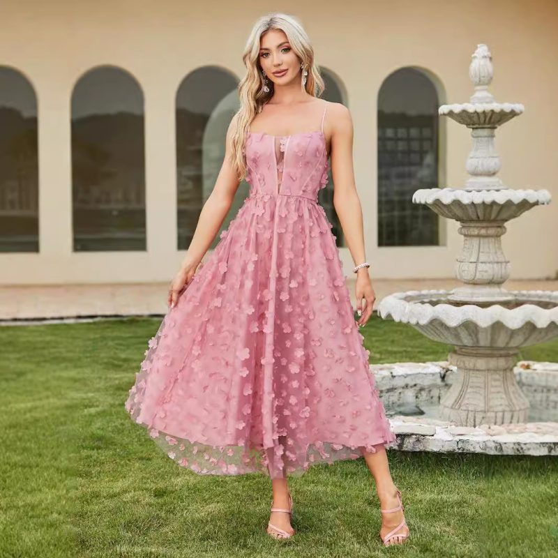 Elegant Tulle Cutout Strappy Backless Dress