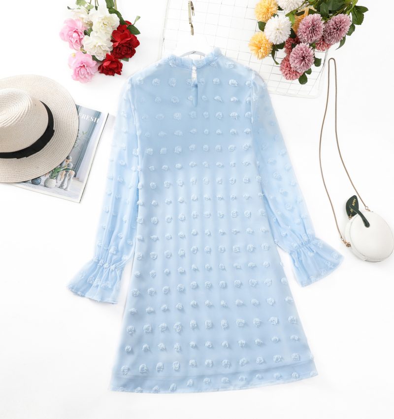 Chiffon Jacquard Bubble Sleeve Spring Dress - Image 3