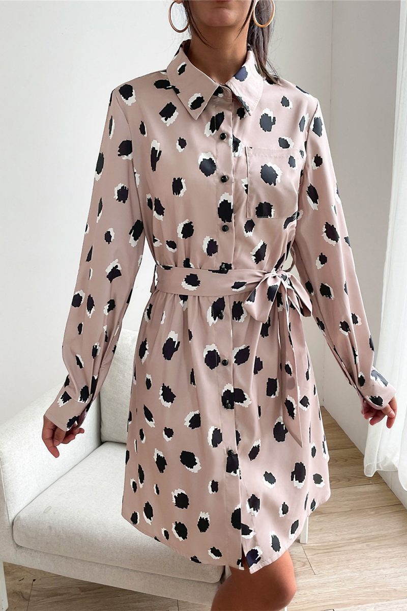 Women’s Autumn Button Front Pocket Shirt Dress - Image 2