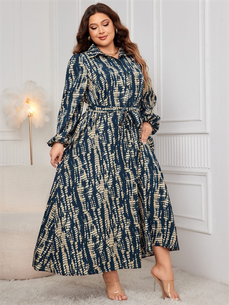 Waist-Controlled Long Sleeve Plus Size Dress - Image 2