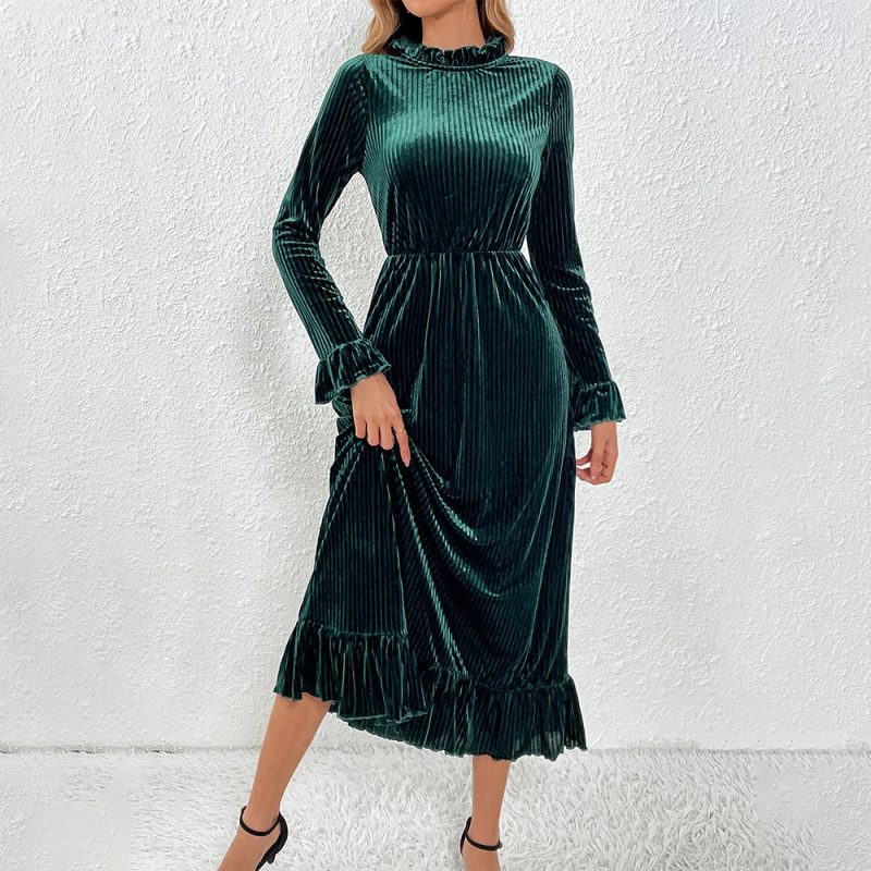 Elegant Velvet Slim Fit Party Swing Dress