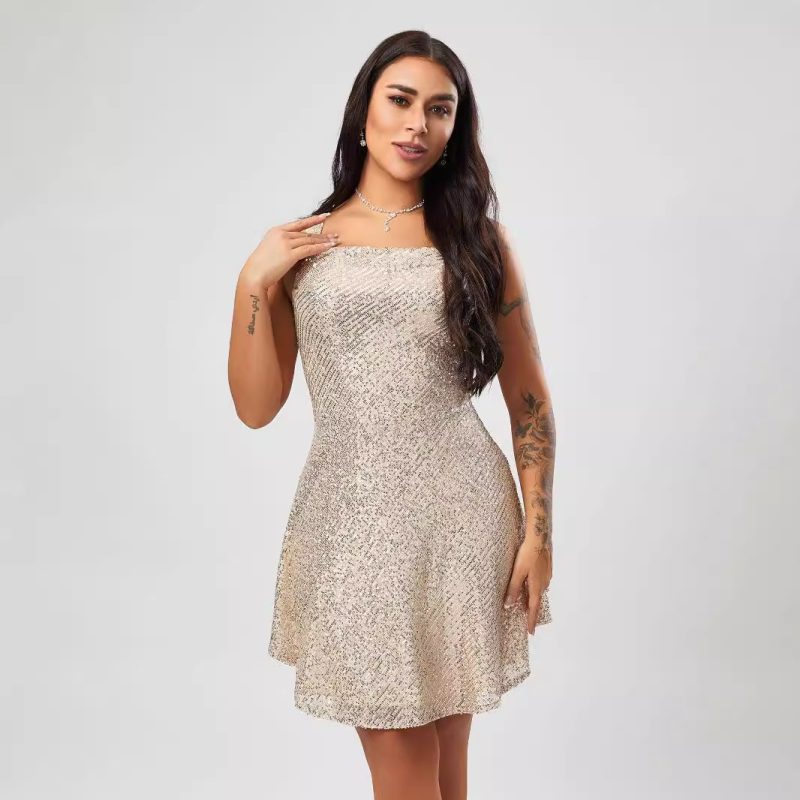 High Grade Luxury Sequin Mini Slip Dress - Image 2